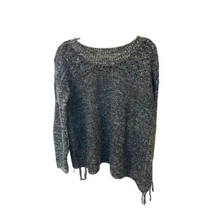 Vintage Havana Gray and Black distressed open back sweater, size medium